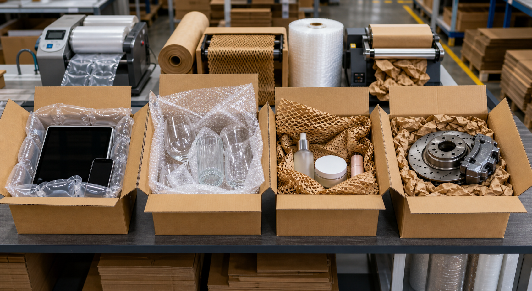 Packaging applications for electronics, glassware, cosmetics and auto parts