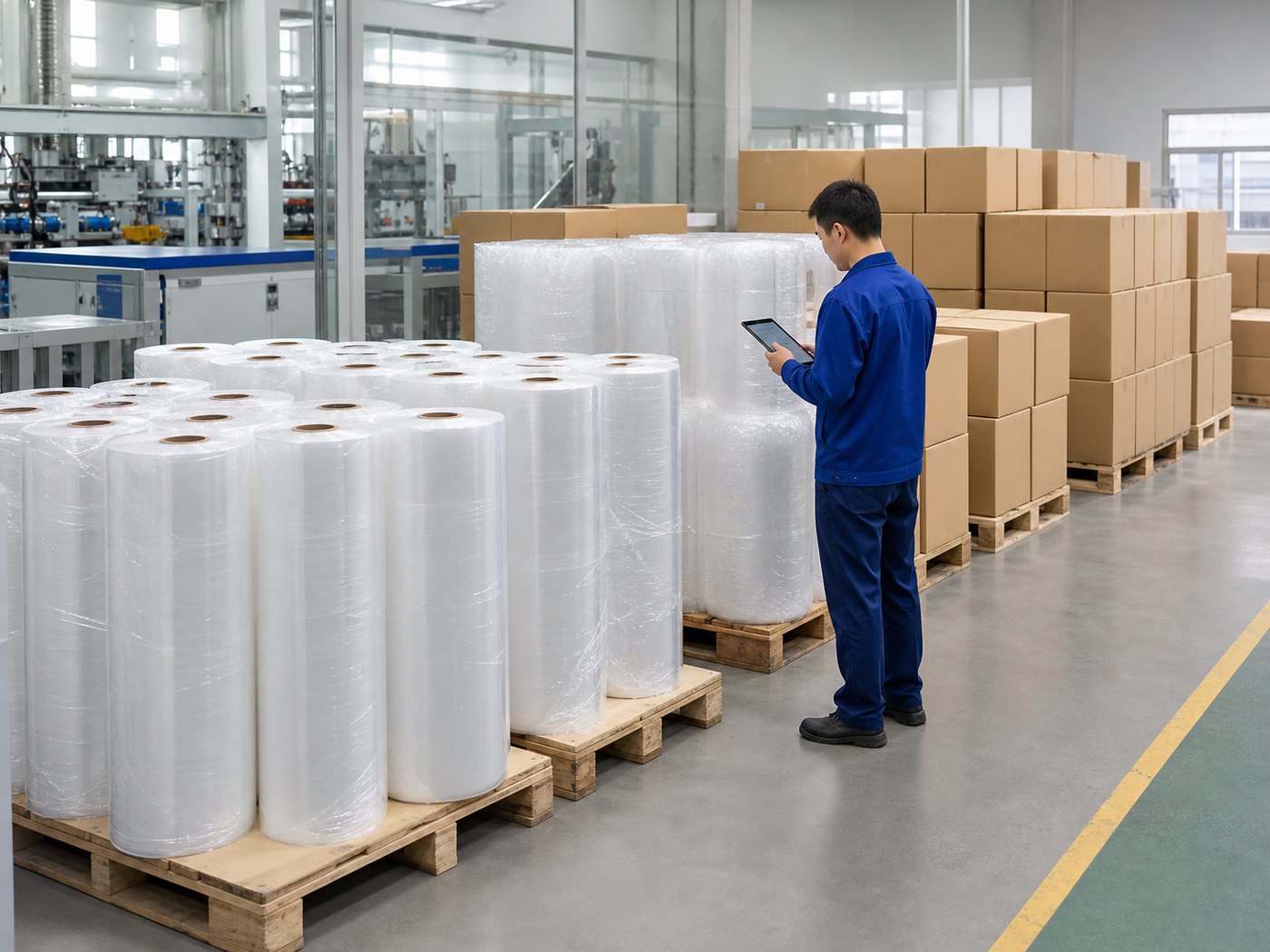 Finished air packaging consumables staged for supply