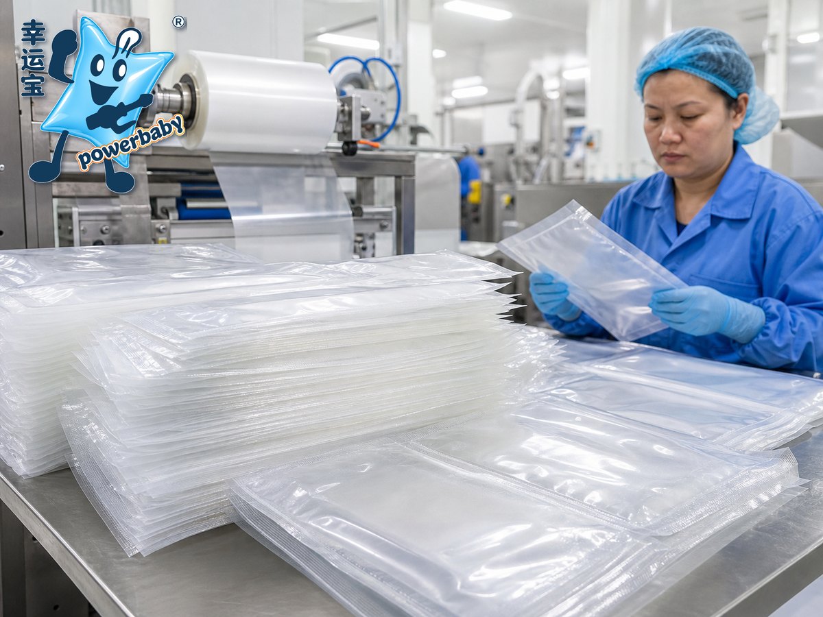 Luckypack food vacuum bag production and seal inspection