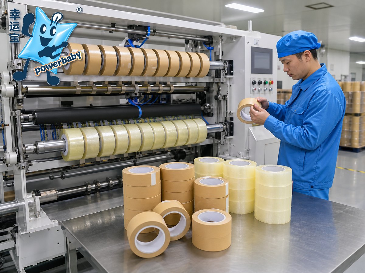 Luckypack packing tape slitting and rewinding production