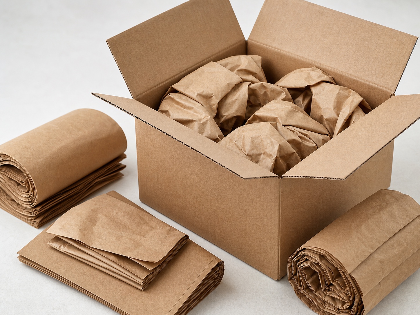 Focused kraft paper pads for carton void fill and blocking