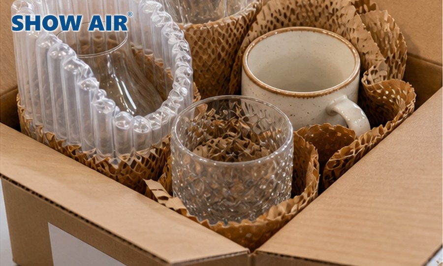 SHOWAIR branded glass and ceramic fragile goods cushioning solution