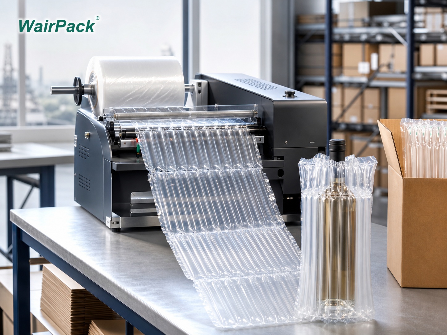 WairPack air column machine inflating protective air column bags for bottle packaging